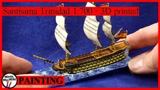 Santisima Trinidad ship 1769-1805. 1:700 scale model for wargame sculpted by Henry Turner
