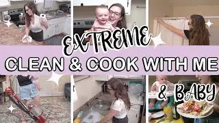 *NEW* 2021 EXTREME CLEAN & COOK WITH ME // BATHROOM DECORATE & DECLUTTER // CLEANING WITH A BABY