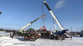 Подъем упавшего экскаватора