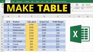 How To Make A Table in Excel | Microsoft Excel Tutorial