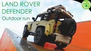 Motorized Land Rover Defender - Outdoor run. LEGO Technic powered by Buwizz and Sbrick