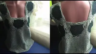 Кофточка с кокеткой из квадратов. 1 часть комплекта.