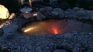Демонтсрация водной подсветки в садовом пруду с  Дмитровичи