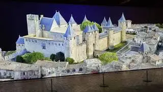 Carcassonne reconstruction and aerial views.  A citadel in Southern France.