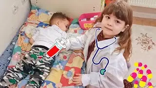 KUZEY HASTA OLDU !! ELİF DOKTOR OLDU !! İĞNEDEN KORKTU بابا جاب لي بالون - جنى مقداد | طيور بيبي