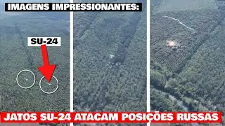 Drone filma jatos SU-24 ucranianos bombardeando posições russas