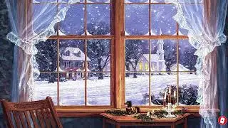 Calm jazz music and snow outside the window
