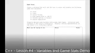 C++ - Lesson #4 - Variables and Game Stats Demo