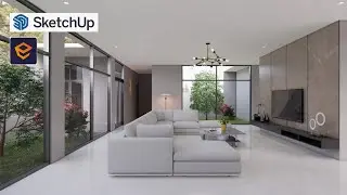 Sketchup interior design ( make a living room ) and render enscape