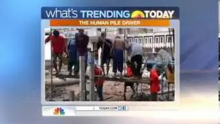 Thai workers become humanpowered piledriver