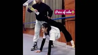Dancing stretching splits Asian girl Classical Chinese dance warm up flexible