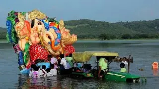 Big ganesh Nimajjanam 2023 | Ganpathi visarjan 2023 | Ganesh immersion 2023 in village Lake