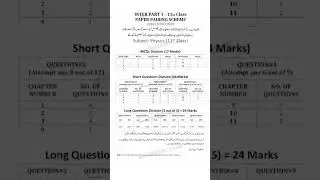 11th Class physics Latest pairing Scheme for all punjab boards 2023 - Inter part 1 Physics Scheme