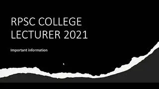 RPSC_College_Lecturer_2021 Important Information