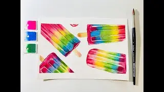 Painting Easy Colorful Popsicles with Watercolor- Windy Shih #shorts
