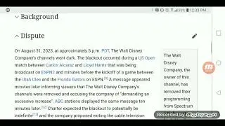 1 year of the Disney/Spectrum dispute.