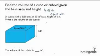 1.3.1 Find the volume of a cube or cuboid given the base area and height