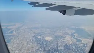 SCENIC VIEW - Emirates A380 taking off from Dubai DXB