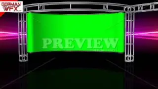HD Virtual Studio Background with green screen Wall - royalty free