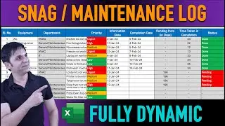 Maintenanace Tracker Log | Maintenance LOG SHEET | Snag List | Maintenance Checklist in Excel | PPM