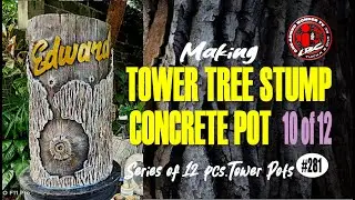 MAKING TOWER TREE STUMP CONCRETE POT 10 0f 12 | AMAZING DIY CEMENT IDEAS
