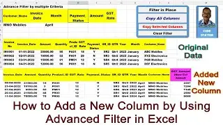 How to Add a New Column by Using Advanced Filter in Excel | Excel VBA Tutorial