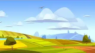 Farm Field Hill - Free Cartoon Background Loop