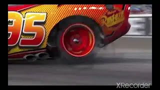 Lightning  McQueen  pop's a Tire