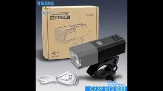 Đèn trước xe đạp sạc usb tích hợp màn hình hiển thị thời lượng pin HJ-063 màu đen trơn - 9bike.net