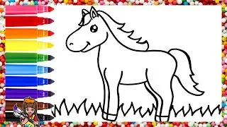 Drawing And Coloring A Cute Horse 🐴🐎🌈 Drawings For Kids