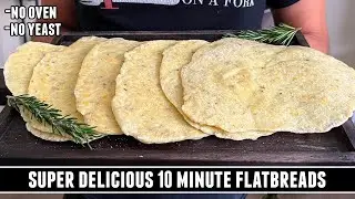10-Minute Rosemary Cheese Flatbreads | EASY No Bake + No Yeast Recipe