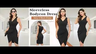 🌟 Women 2024 Sexy V Neck Sleeveless Bodycon Cocktail Dress 🌟