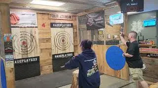 Fast Head-to-Head Axe Throwing Match | League Night at Axe Play