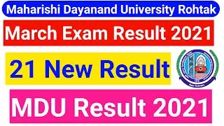 MDU 21 New Result 2021 || MDU  UG Courses Result || MDU March 2021 Exam Result || 