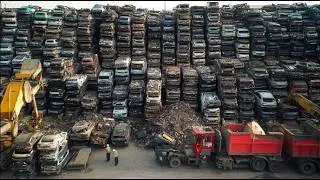 How Billions Of Cars Are Shrunk Down For Recycling. Manufacturing Processes in Heavy Industry Plants