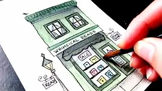 Whimsical Watercolor Bookstore