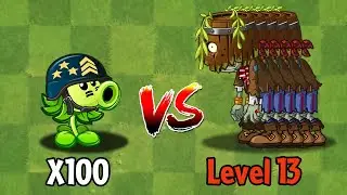 PVZ 2 Challenge - 100 Plants Vs 5 Barrelhead Zombies Level 13 Custom Speed