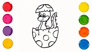 How to Draw and Color Hatching Dinosaur| Drawing & Coloring for Toddlers | Easy drawing Step by step