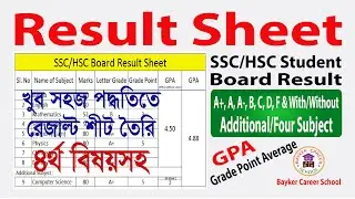Result Sheet । Without Additional Subject । MS Excel । Board Result Sheet Formula