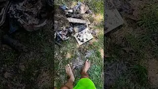 Trashy treasures found buried in the wood pile #firepit #backyard #fire #outdoors #junk #burning