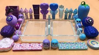PURPLE vs BLUE | Mixing Makeup Eyeshadow into Clear Slime | Special Series Satisfying Slime #17