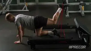 Guía de ejercicios con el glute builder bridge bench de Precor
