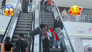 kissing prank on cute girls 😘 In Escalator 