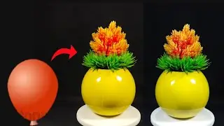 DIY Vas Bunga Dari Balon dan semen butih
