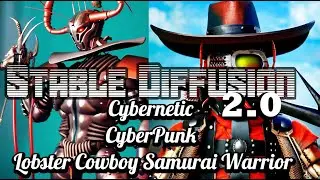 Stable Diffusion 2.0: Revisit Cybernetic CyberPunk Lobster Cowboy Samurai Warrior