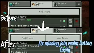Minecraft Join Realm Button Missing Fix / No join realm button mcpe/xbox/bedrock fix