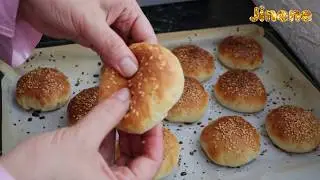 JINENE| أرواحي عندي🤗🤗 نوجدو خبز الهمبورغر الناجح و الخفيف 💖💖/ Recette Pain hamburger fait maison