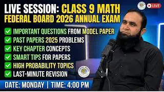 Class 9 Math Federal Board Live | Most Important Questions for Annual Exam 2026 | Chapters 1 to 5