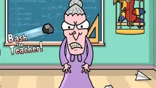 why you are hitting your teacher? see if she gets mad or not
