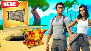 NEW FORTNITE TREASURE MAP & UNCHARTED SKINS ARE HERE ! || FORTNITE LIVE